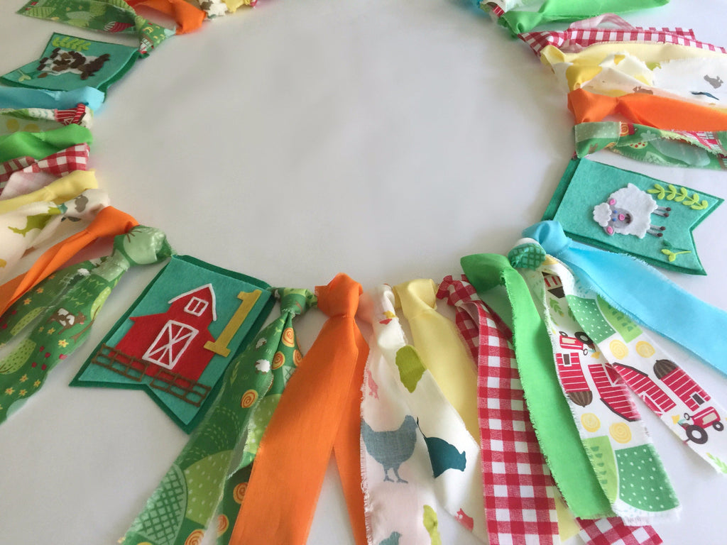 1st birthday high chair banner in farm theme