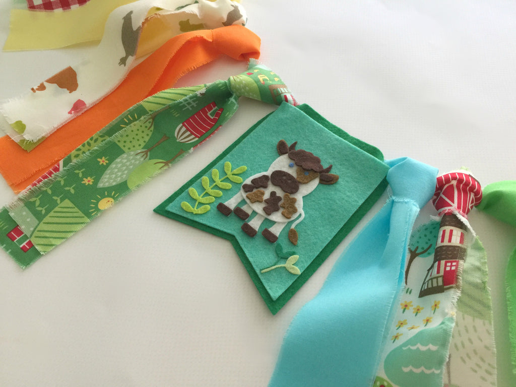 Little Farmer High Chair Banner in Green Handmade by Sugar Moon Bloom