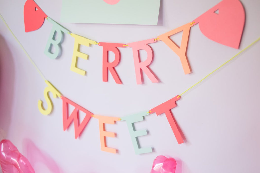 pastel letter garland strawberry party