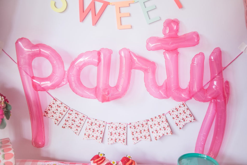 pink script party balloon