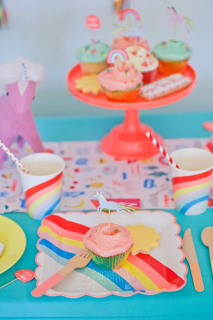 rainbow birthday party table