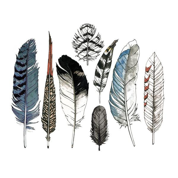 Feather Tattoos Watercolor Party Packet (8-pack)