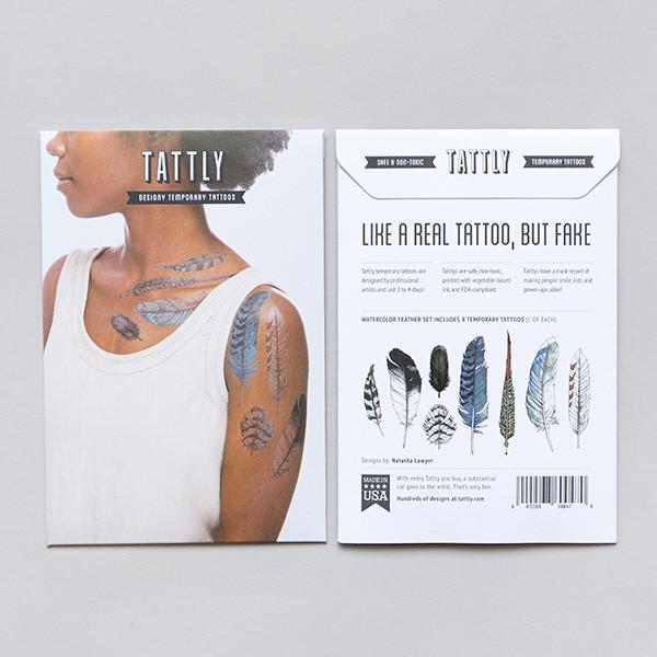 Feather Tattoos Watercolor Party Packet (8-pack)