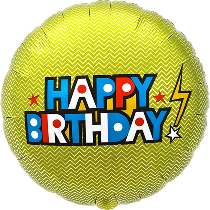 "Happy Birthday" Superhero Bolt Mylar Balloon