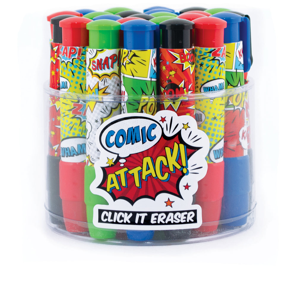 Comic Attack Click-It Erasers