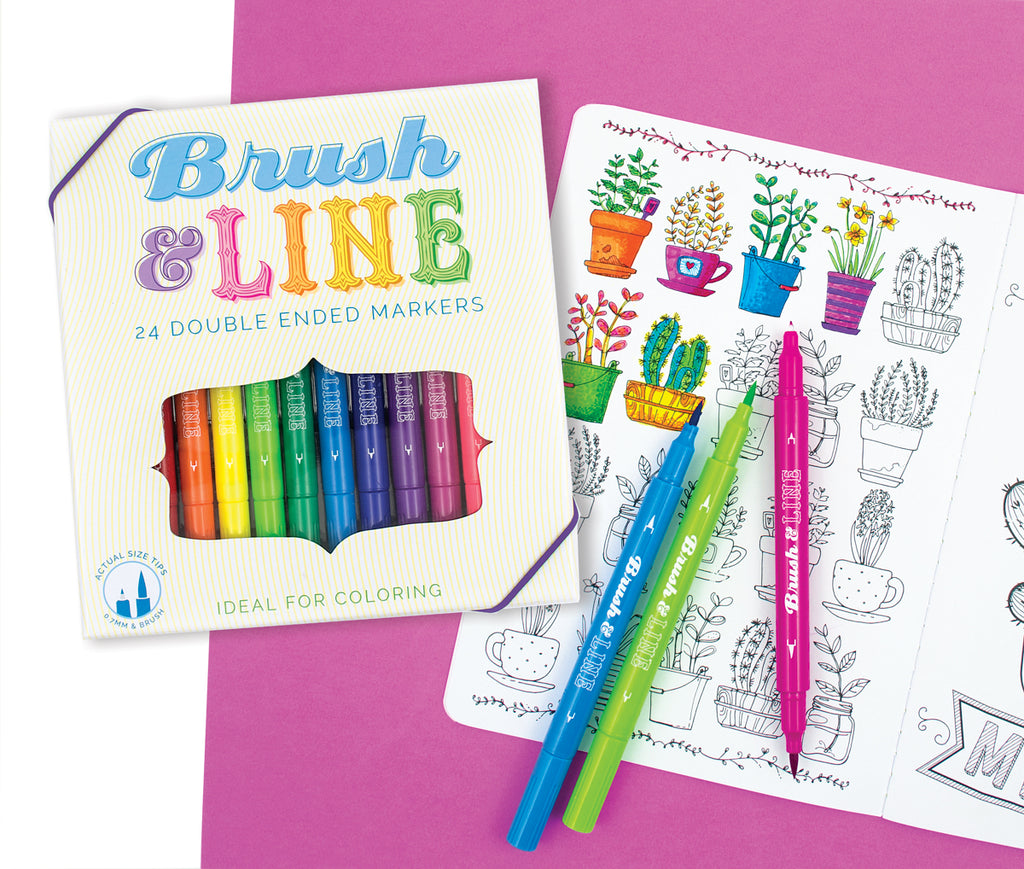 Brush and Line Double-Ended Markers (24-pack)
