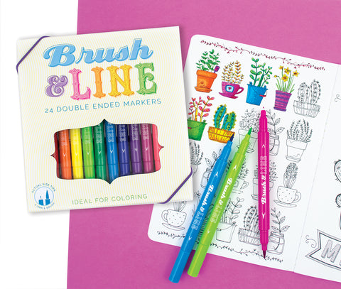 Brush and Line Double-Ended Markers (24-pack)