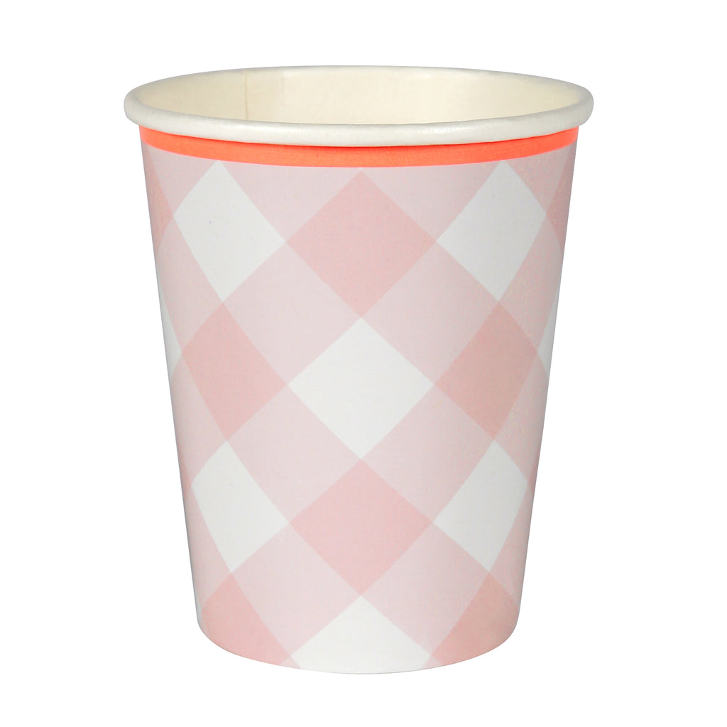 Pink Gingham Paper Cups