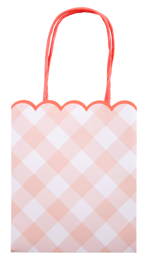 Pink Gingham Party Favor Bags (8-pack)