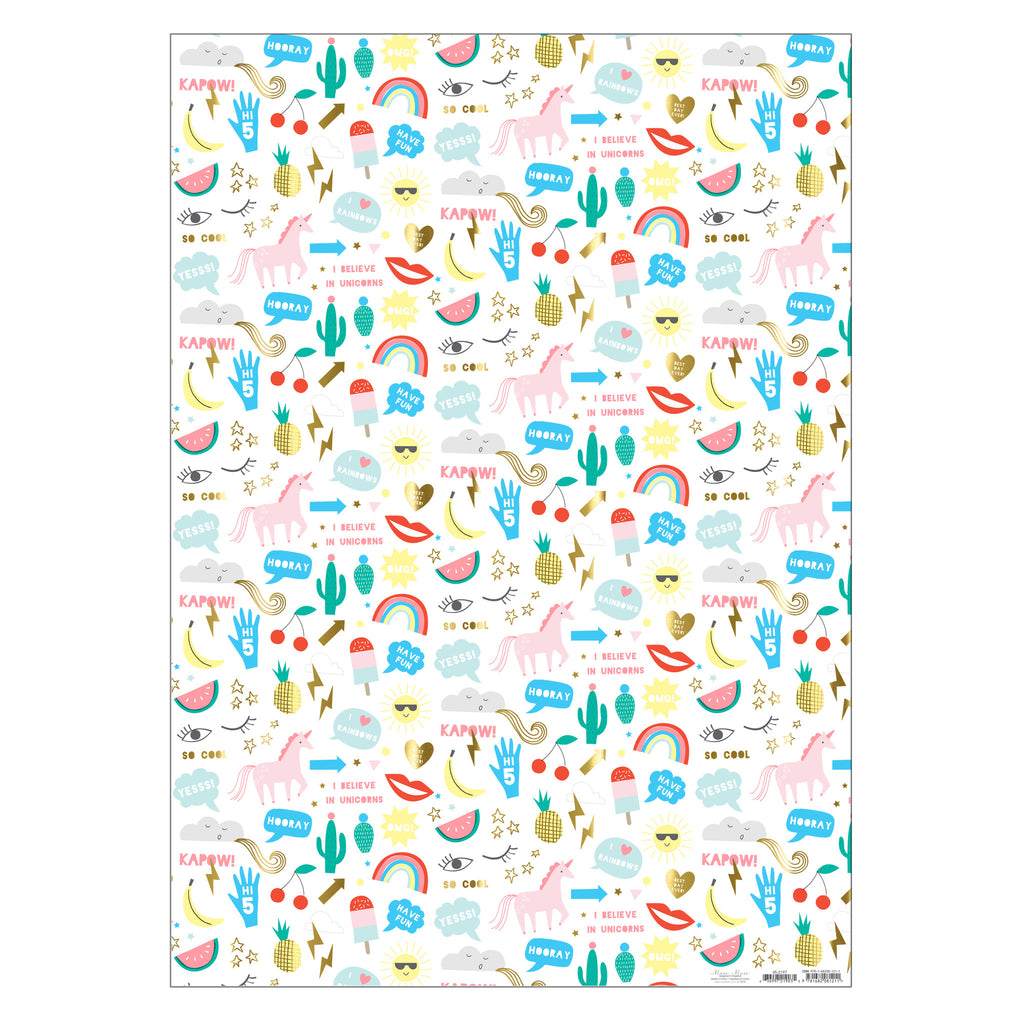 Wrapping Paper in Unicorns & Icons Print