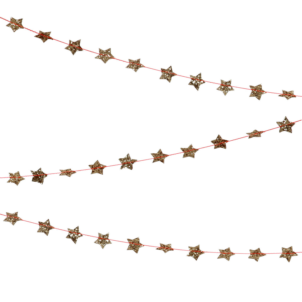 Mini Star Garland in Glitter Gold