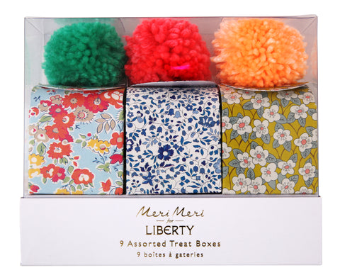 Pom Pom Mini Treat Boxes in Assorted Liberty Prints (9-pack)