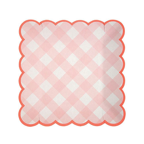 Pink Gingham Paper Plates (Small)
