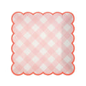 Pink Gingham Paper Plates (Small)