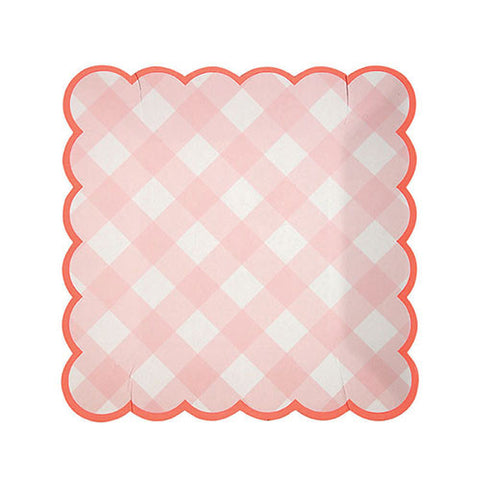 Pink Gingham Paper Plates (Small)