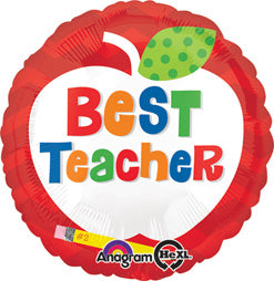 "Best Teacher" Apple Teacher Appreciation Mylar Balloon