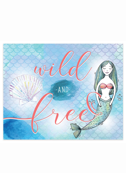"Let's Be Mermaids, Wild & Free" 8x10 Art Print