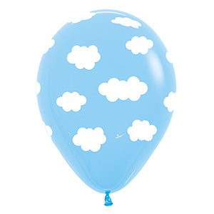 White Clouds on Blue Balloons (6-pack)