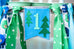 Woodland High Chair Banner in Blue Bear Handmade by Sugar Moon Bloom