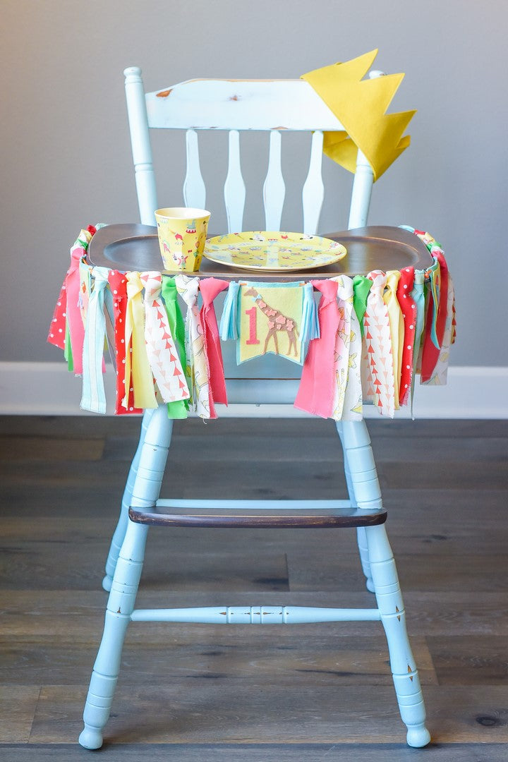 Circus 1st Birthday High Chair Banner Bundle in Yellow