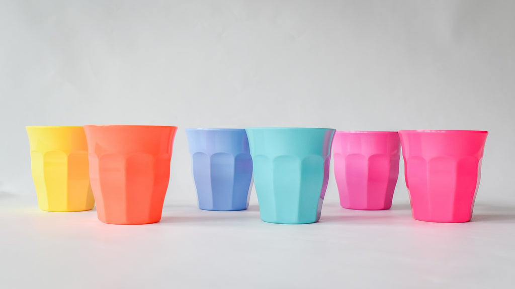 Pack of 6 - Random Design Melamine Plastic Mugs or Cups Cover