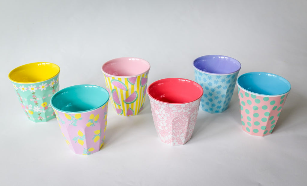 Small Melamine Cups in Pretty Prints (6-pack)