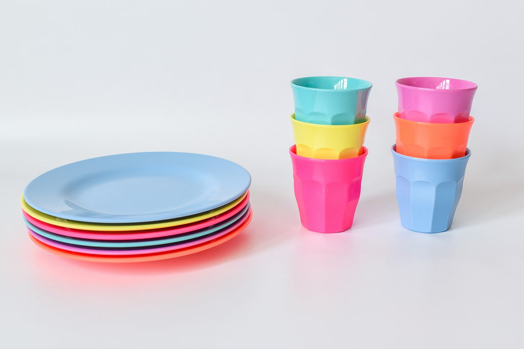Neon Place Setting Sets (6-pack of cups and 6-pack of plates)