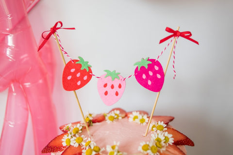 Strawberry Felt Cake Banner Handmade by Sugar Moon Bloom