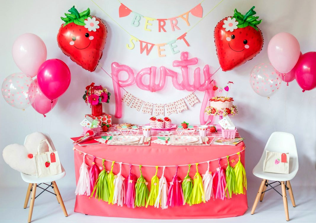 Strawberry Theme Birthday Party Decorations, Strawberry Happy Birthday Banner Berry Sweet Garland Strawberry Cake Decorations for Strawberry Sweet