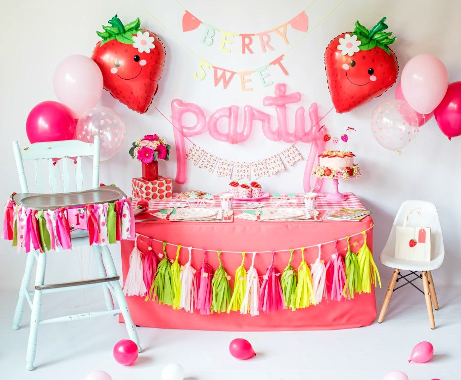 Strawberries Berry First Birthday Party Pink