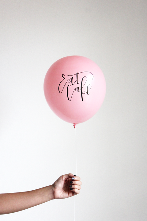 Calligraphy "Eat Cake" Balloons in Blush Pink (3-pack)