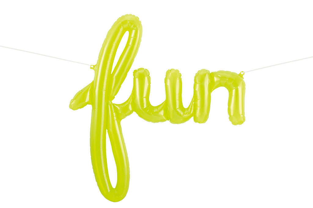 Script Balloon Spells "Fun" in Clear Lime Green