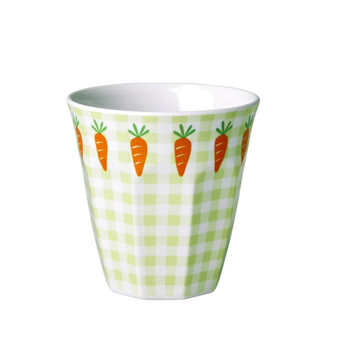 Toddler Small Melamine Cup in Gingham & Carrot Print