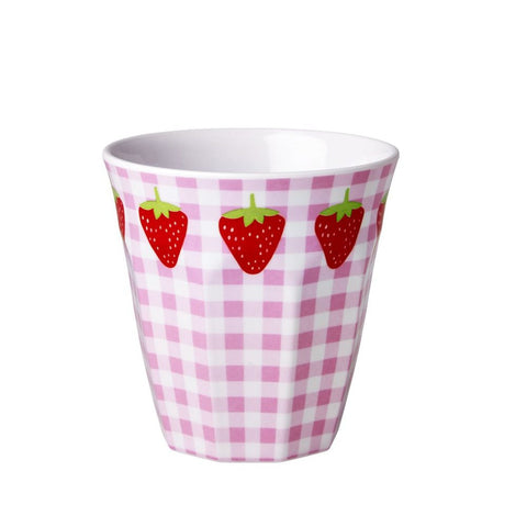 Toddler Small Melamine Cup in Gingham & Strawberry Print