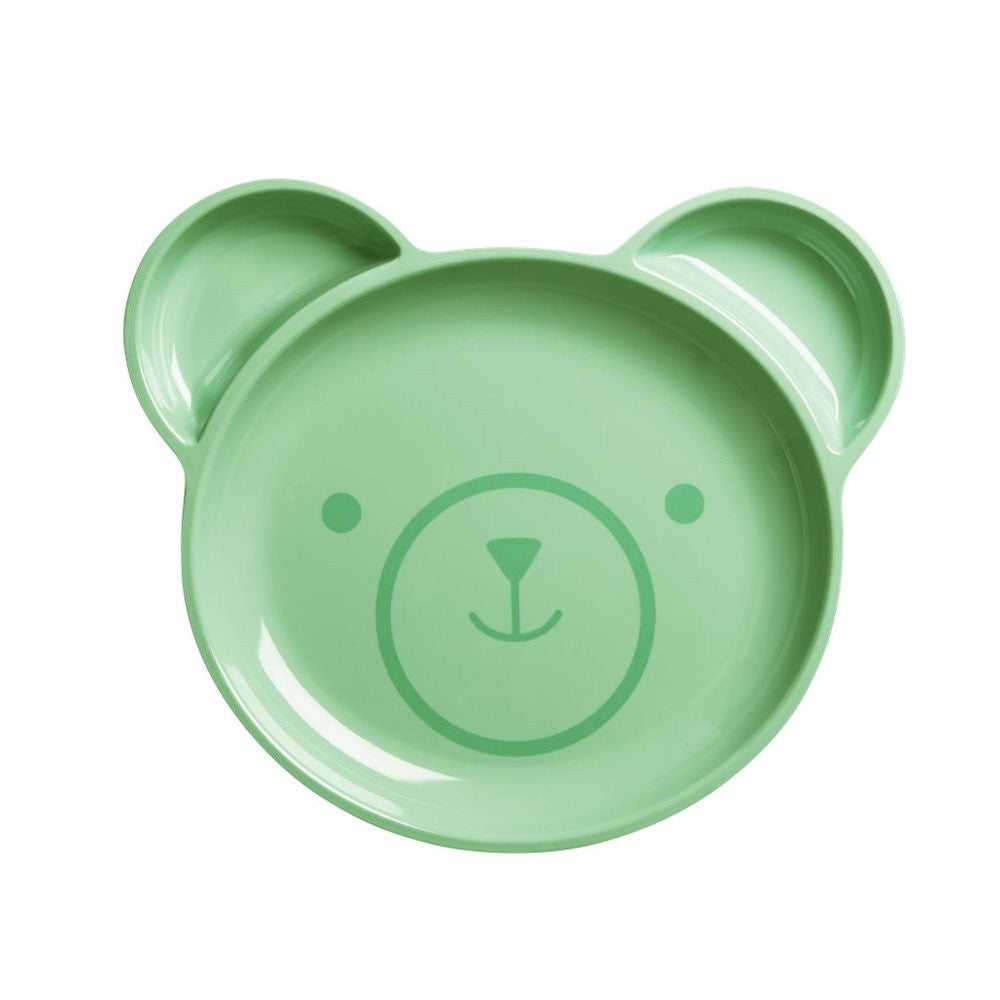 Toddler Divided Bear Melamine Plate in Pastel Green