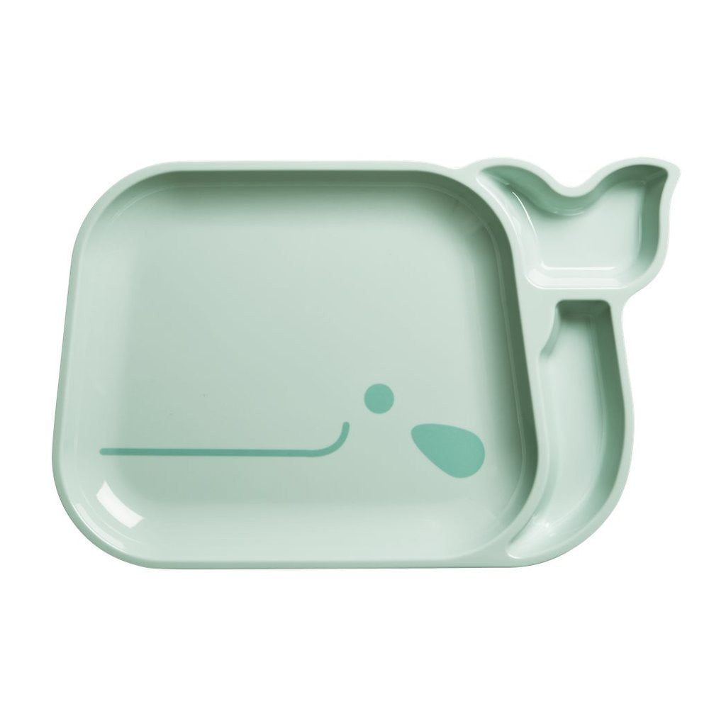 Toddler Divided Whale Melamine Plate in Blue