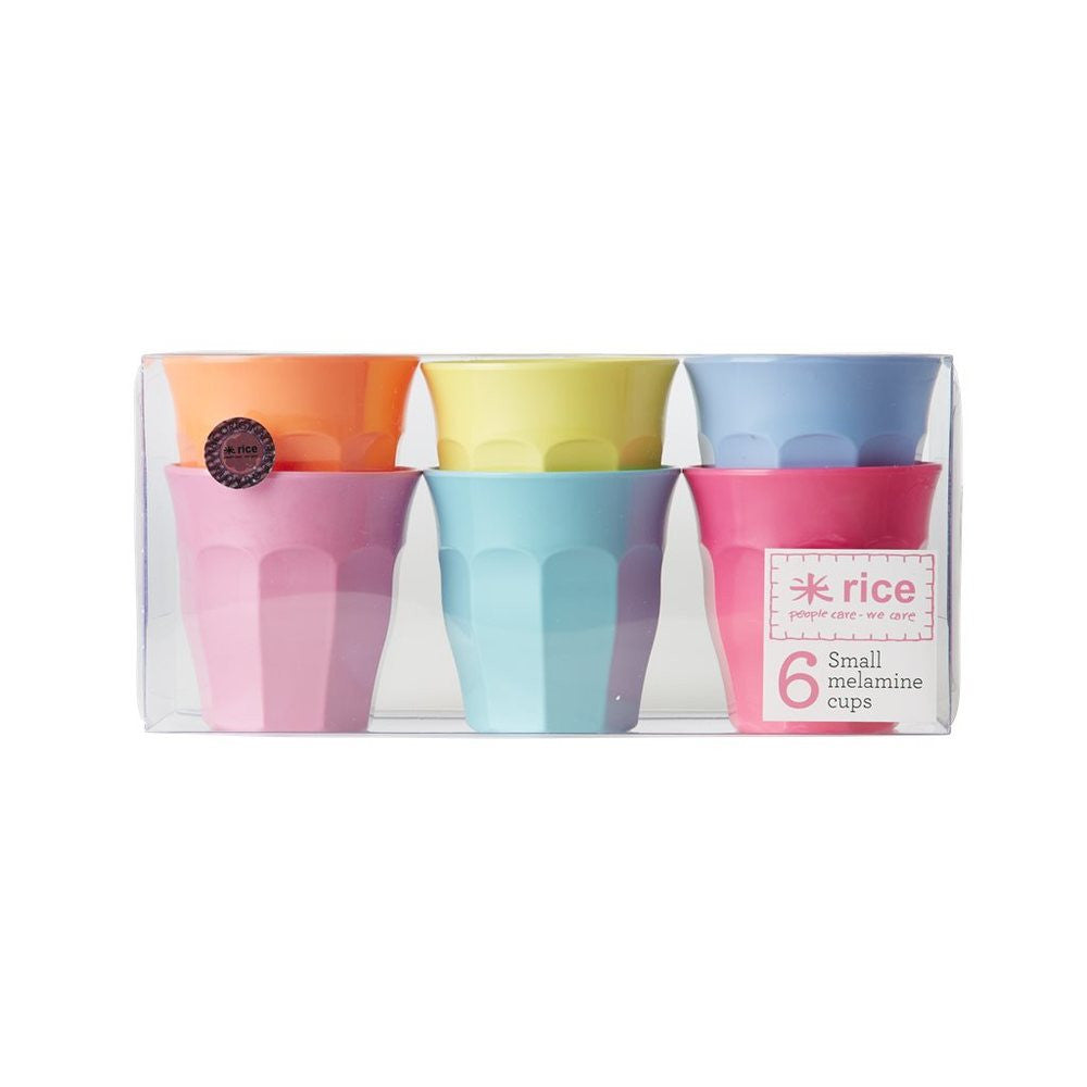 Rice - Lot 6 Tasses Enfants Mélamine Imprimés Funky - Vaisselle Colorée Et Résistante