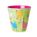 Medium Melamine Cup in Two Tone Hen Print in Assorted Colors