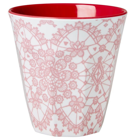 Medium Melamine Cup in Two Tone Lace Print