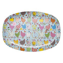 Rectangular Melamine Serving Plate in Hen Print