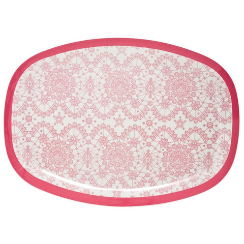 Rectangular Melamine Serving Plate in Lace Print