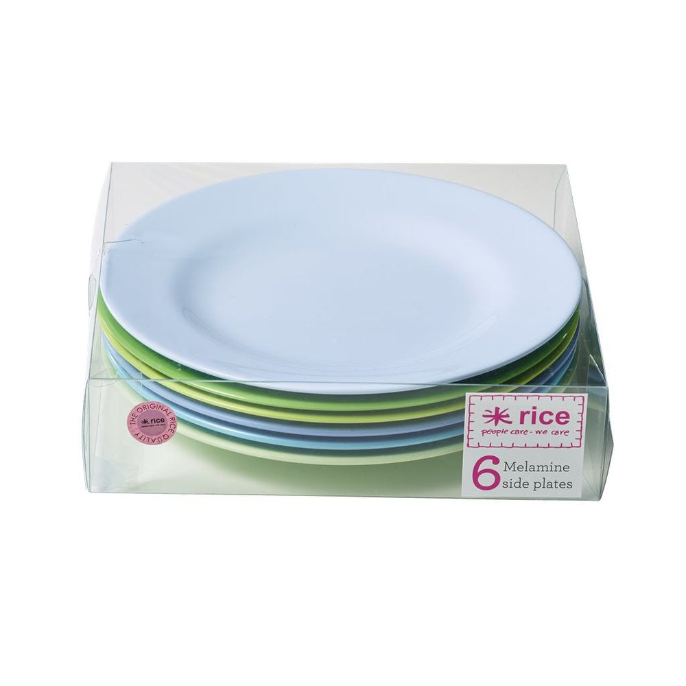 Small Melamine Plates in Blue and Green (6-pack)