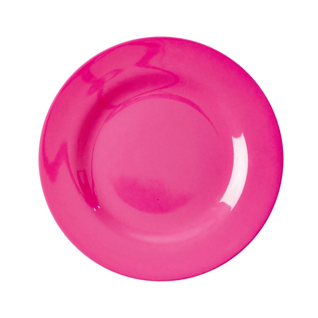 Small Round Melamine Plate in Neon Pink