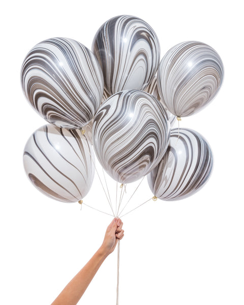 Marble Balloon Bouquet (8-pack) in Black & White