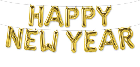 16" Gold "Happy New Year" Letter Balloon Garland