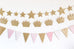 Gold Glitter and Pink Pennant Banner