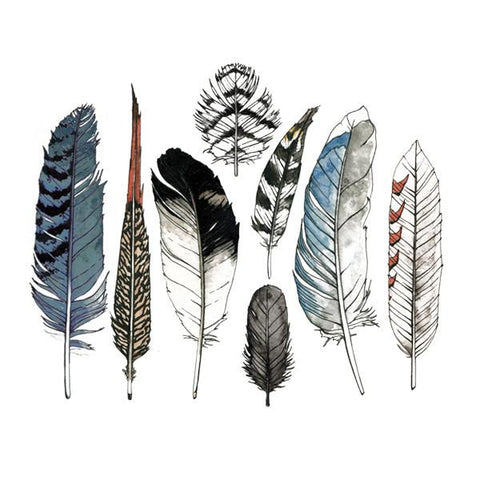 Feather Tattoos Watercolor Party Packet (8-pack)