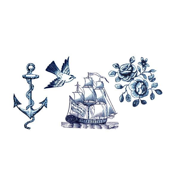 Blue Ship anchor tattoo